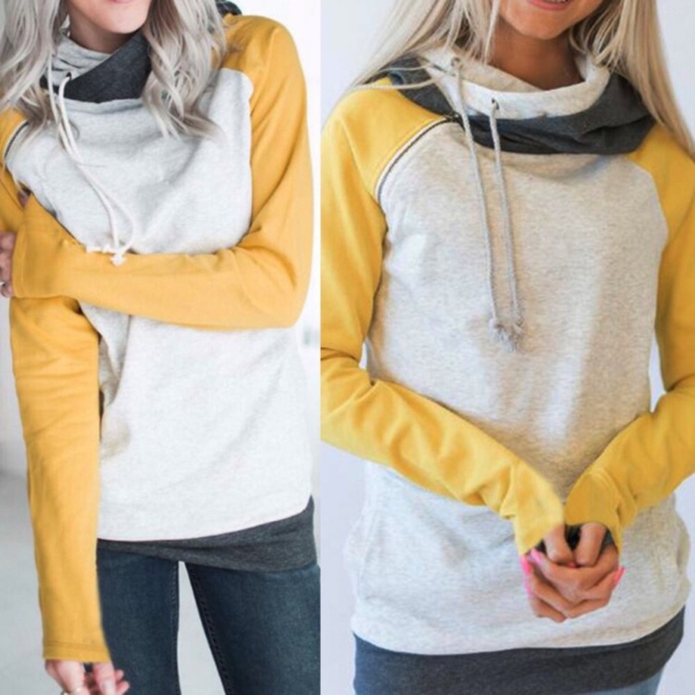 NEW Yellow Color Block Hoodie